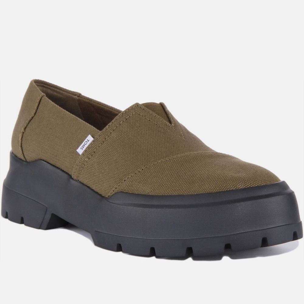 Toms Comlow Sneak Womens Slip On Chunky Sole Loafers In Olive